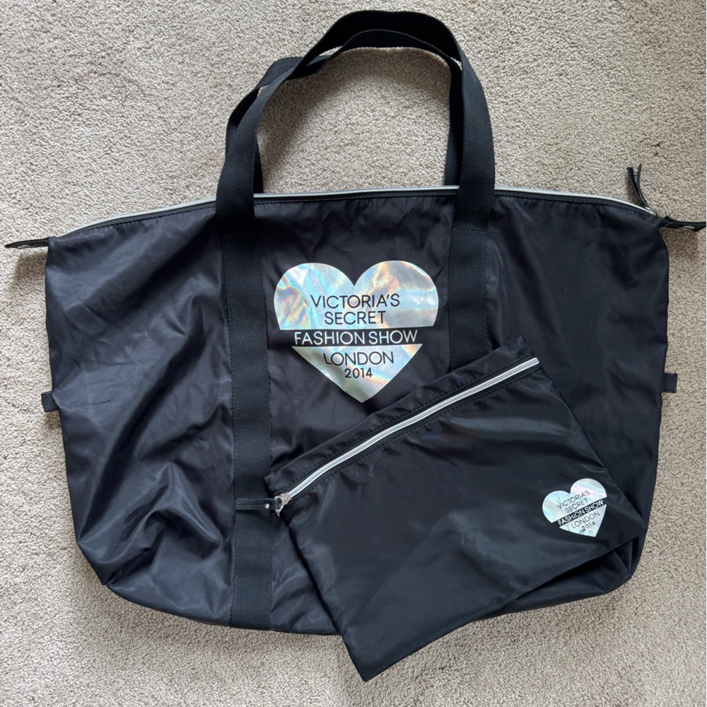 Victoria's Secret Fashion Show London 2014 Y2k Black Travel Duffle Tote Bag Set